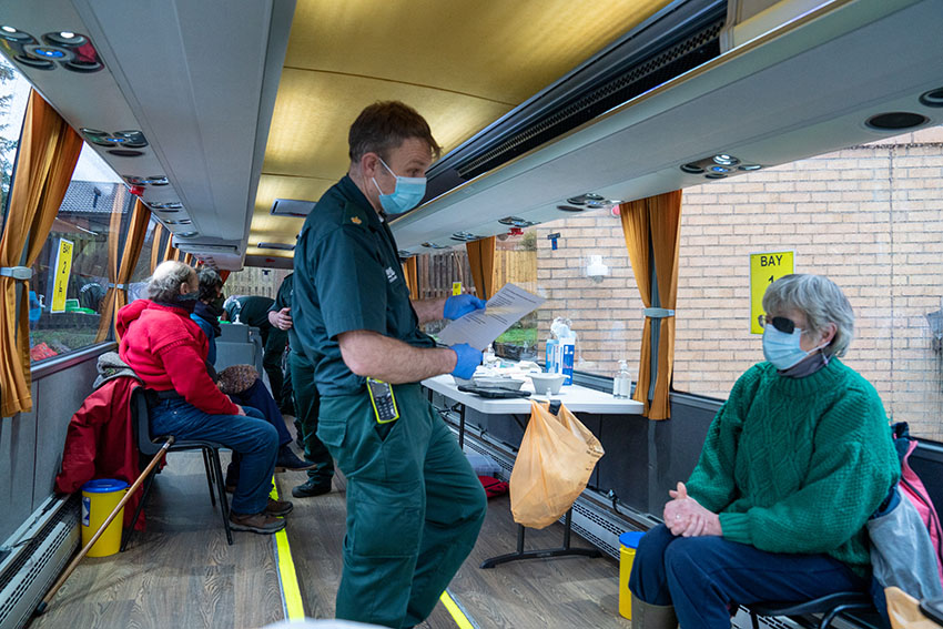 On board the vaccination bus