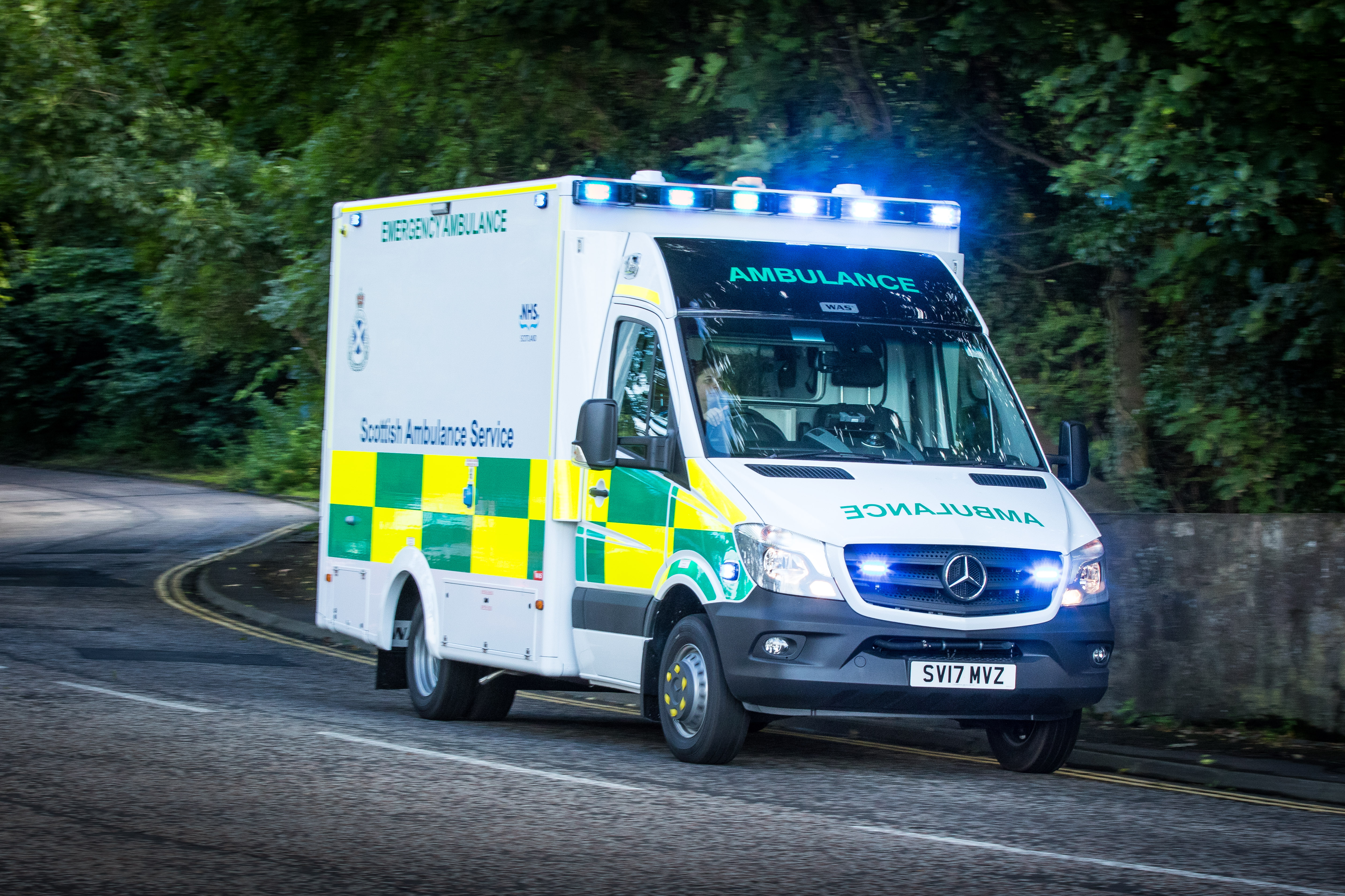 An ambulance going to an emergency