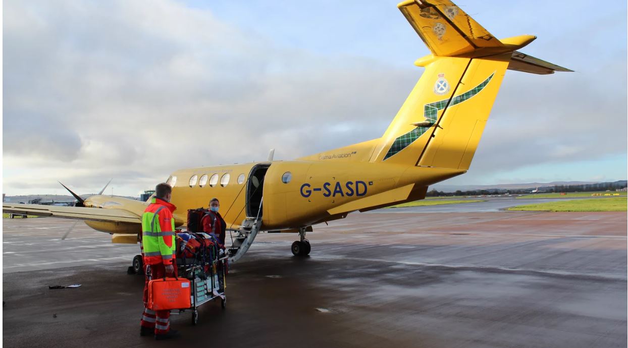 Air ambulance on the tarmac