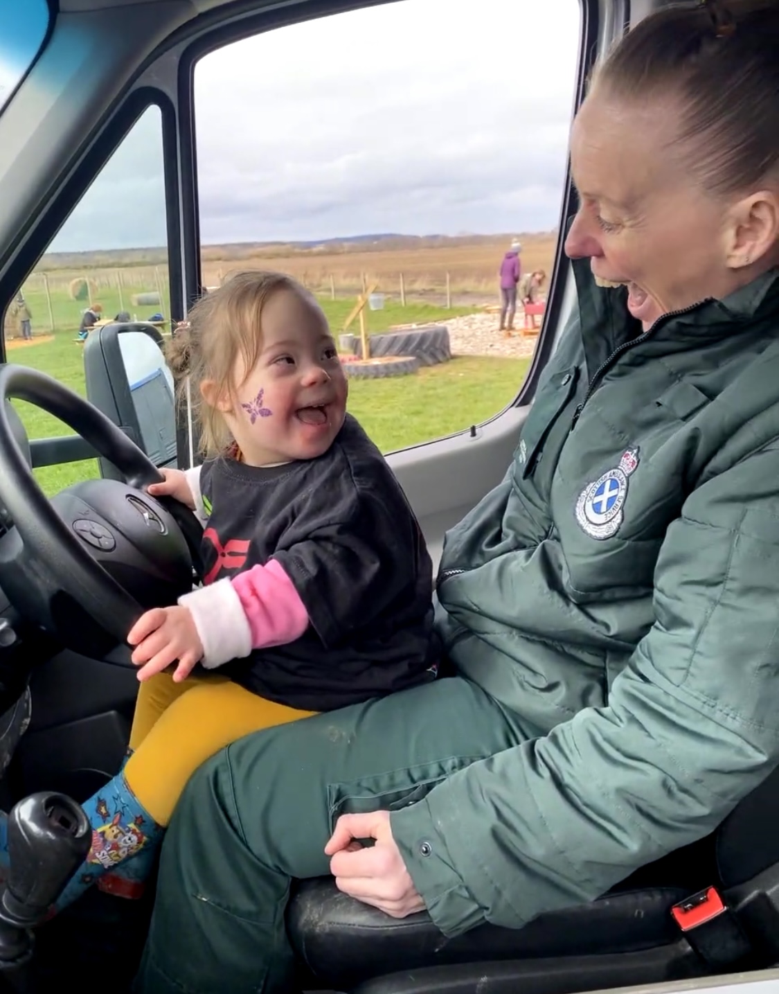 Willow and Keri in an ambulance