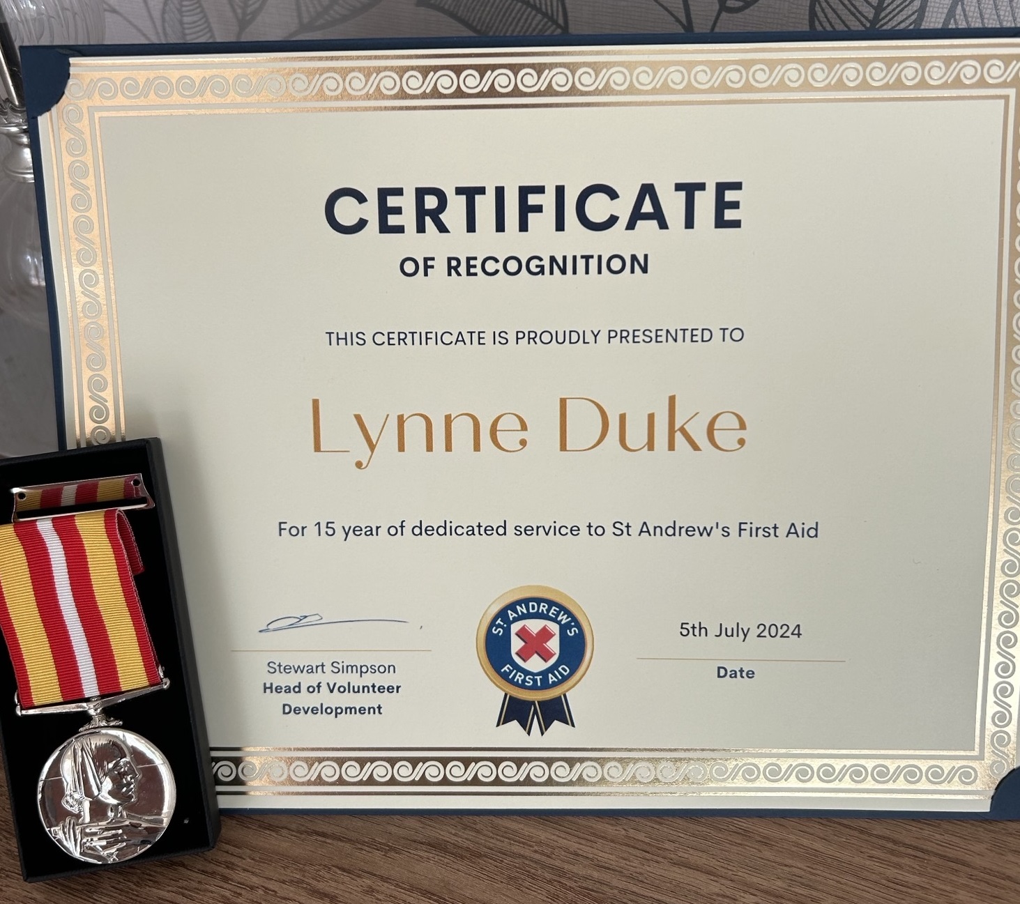 Certificate of Recognition for Lynne Duke