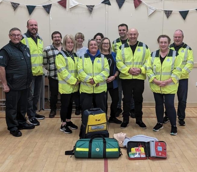 Uist First Responders with some of their kit in front of them